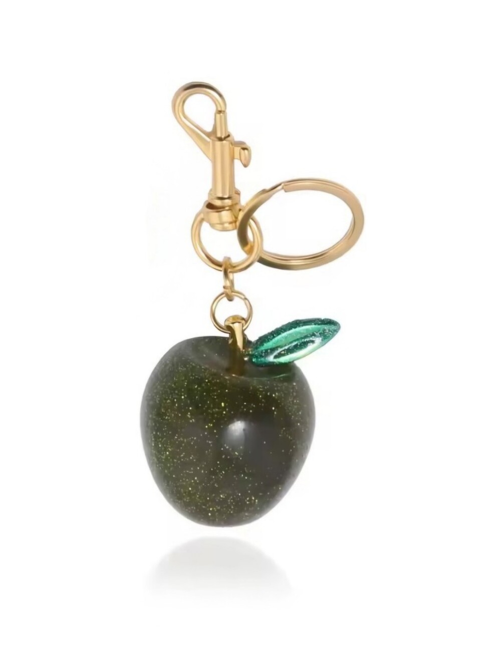 Green Glitter Apple Keychain Bag Charm